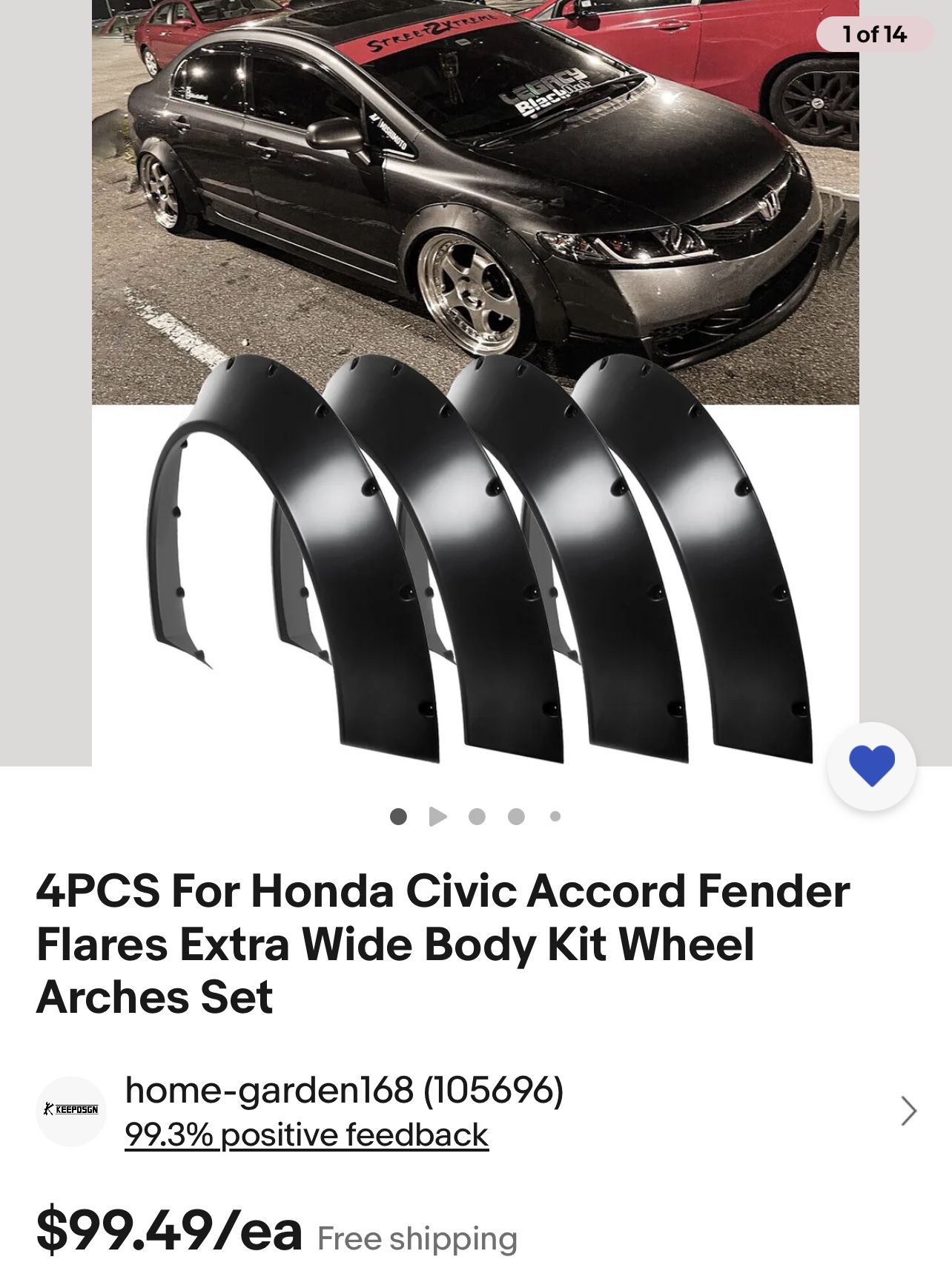 Fender Flares For 2011 - 2021 Honda Civic Or Honda Accord