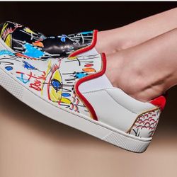 Christian Louboutin Multicolor Patent Leather Slip-on Sneakers size 39