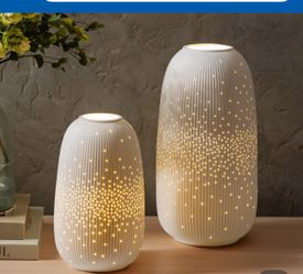 Juego de jarrones con luz de porcelana