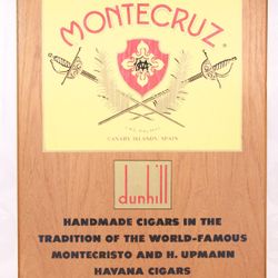 Vtg. MONTECRUZ Canary Islands Dunhill Cigars WOOD Sign