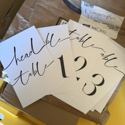 Table Number Cards 