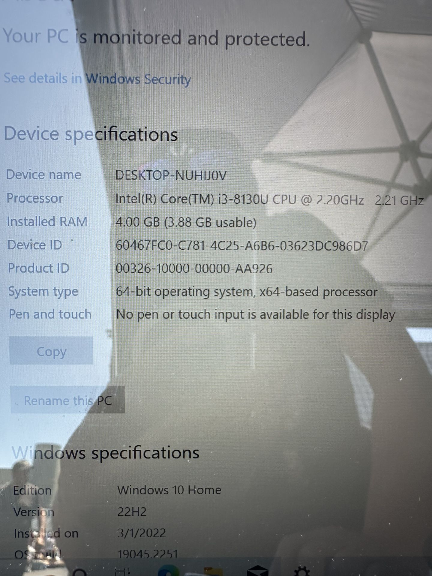 HP 14 df0023cl 14 (128GB SSD, Intel Core i3 8130U, 4GB RAM