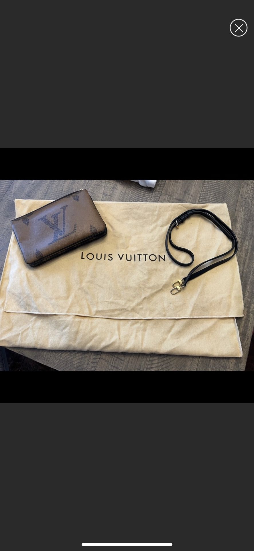 Monogram Giant Reverse canvas combine Double Zip Pochette,