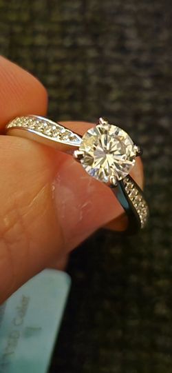 925 Sterling Silver 2CTW Solitaire Moissanite Engagement Ring