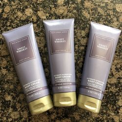 3 New Sweet Whiskey Ultimate Hydration Body Cream for $28
