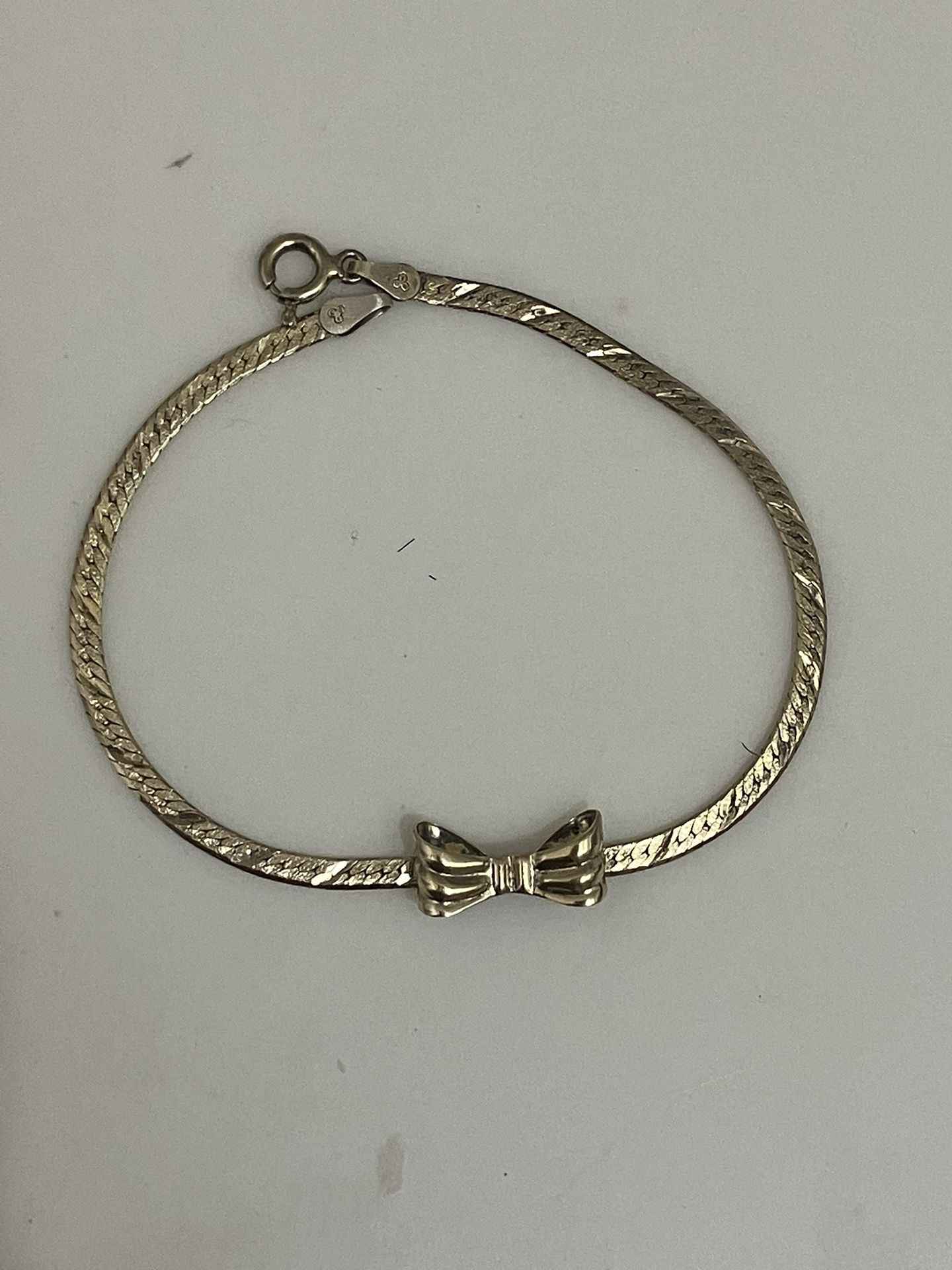 Vintage sterling silver gold plated herringbone bow bracelet ππ©°