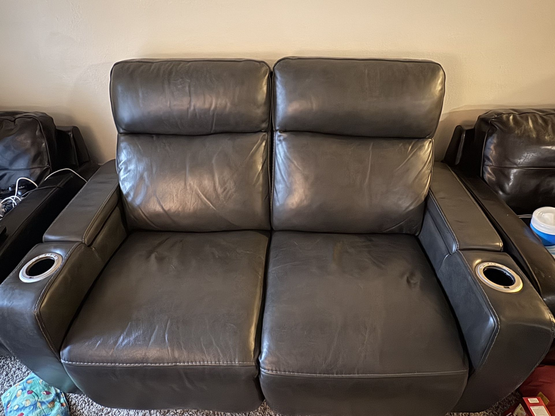 $400 OBO Black Reclining Loveseat W/USB charging on cupholders