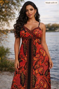 Paisley Print Spaghetti Strap Maxi Dress