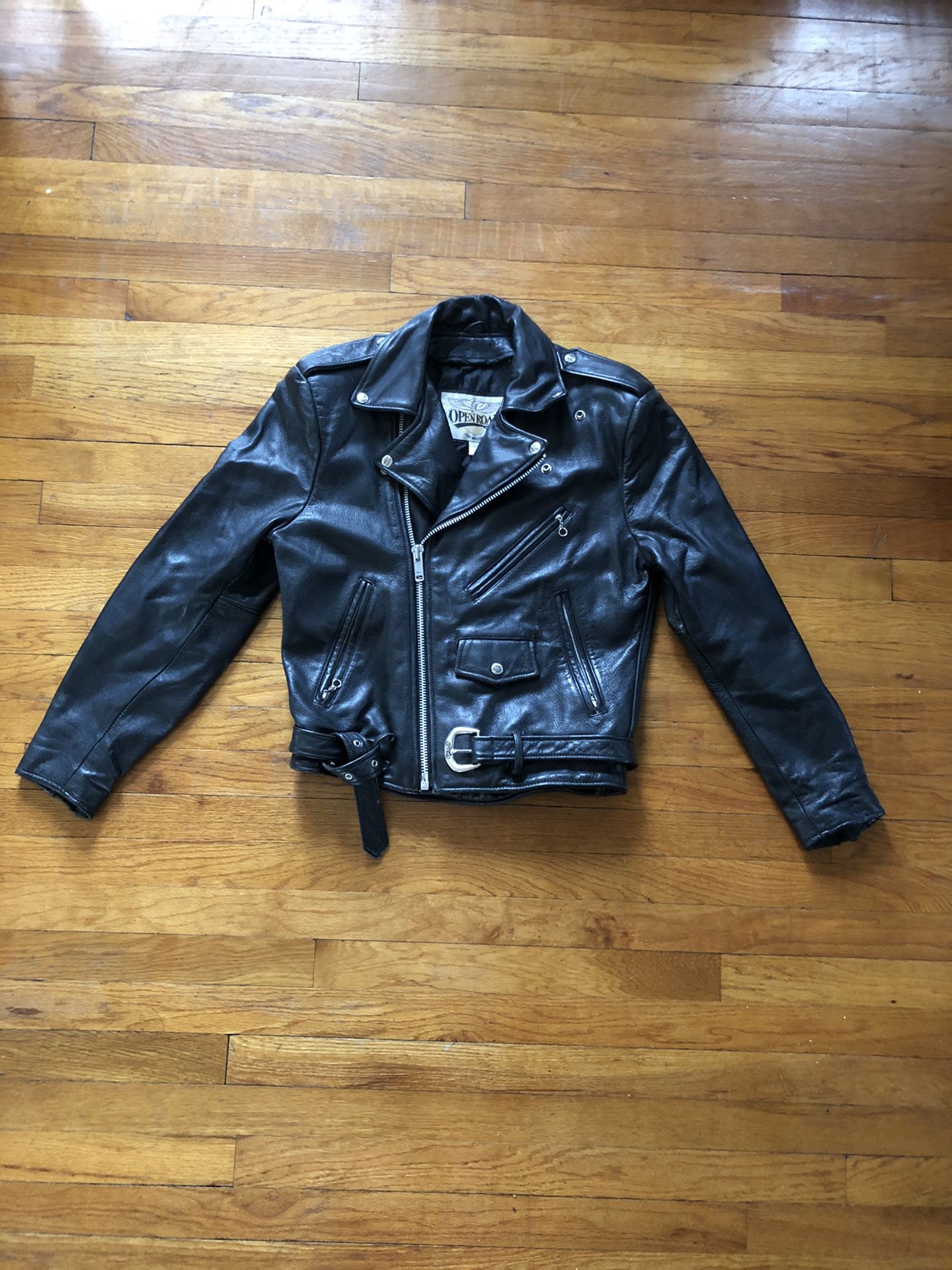 Wilson’s Black Leather Motorcycle Jacket