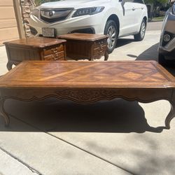 Solid Wood Coffee Table And End Tables