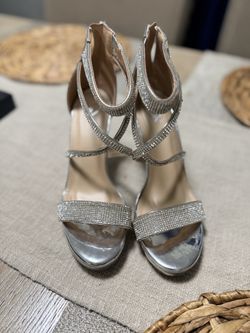 6 1/2 silver chrome heels!