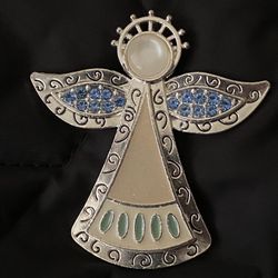 Silver Tone Angel Pin / Brooch