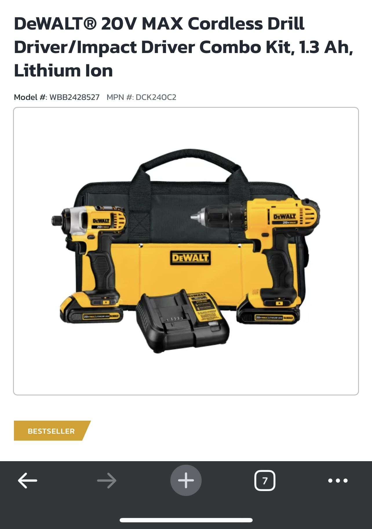 Dewalt 20v Max Drill Combo