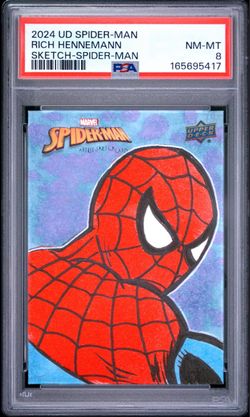 2024 UPPER DECK SPIDER-MAN SKETCH CARDS RICH HENNEMANN SKETCH-SPIDER-MAN 1/1 AUTO PSA 8