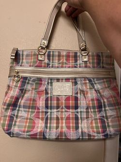 Coach Poppy Signature Plaid Y2K Shoulder Bag F21956 Gold Hardware