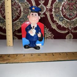 Vintage Inarco Glossy Porcelain Japan Mailman Vase Multicolor Postmaster