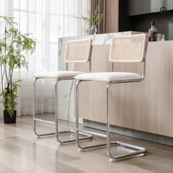 Brand New Counter Stool With Boucle Seat Cushion