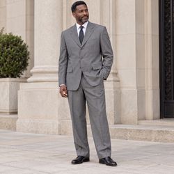 Giorgio Fiorelli Men’s Gray Windowpane 2-Piece Suit 46/40 Jacket Pants