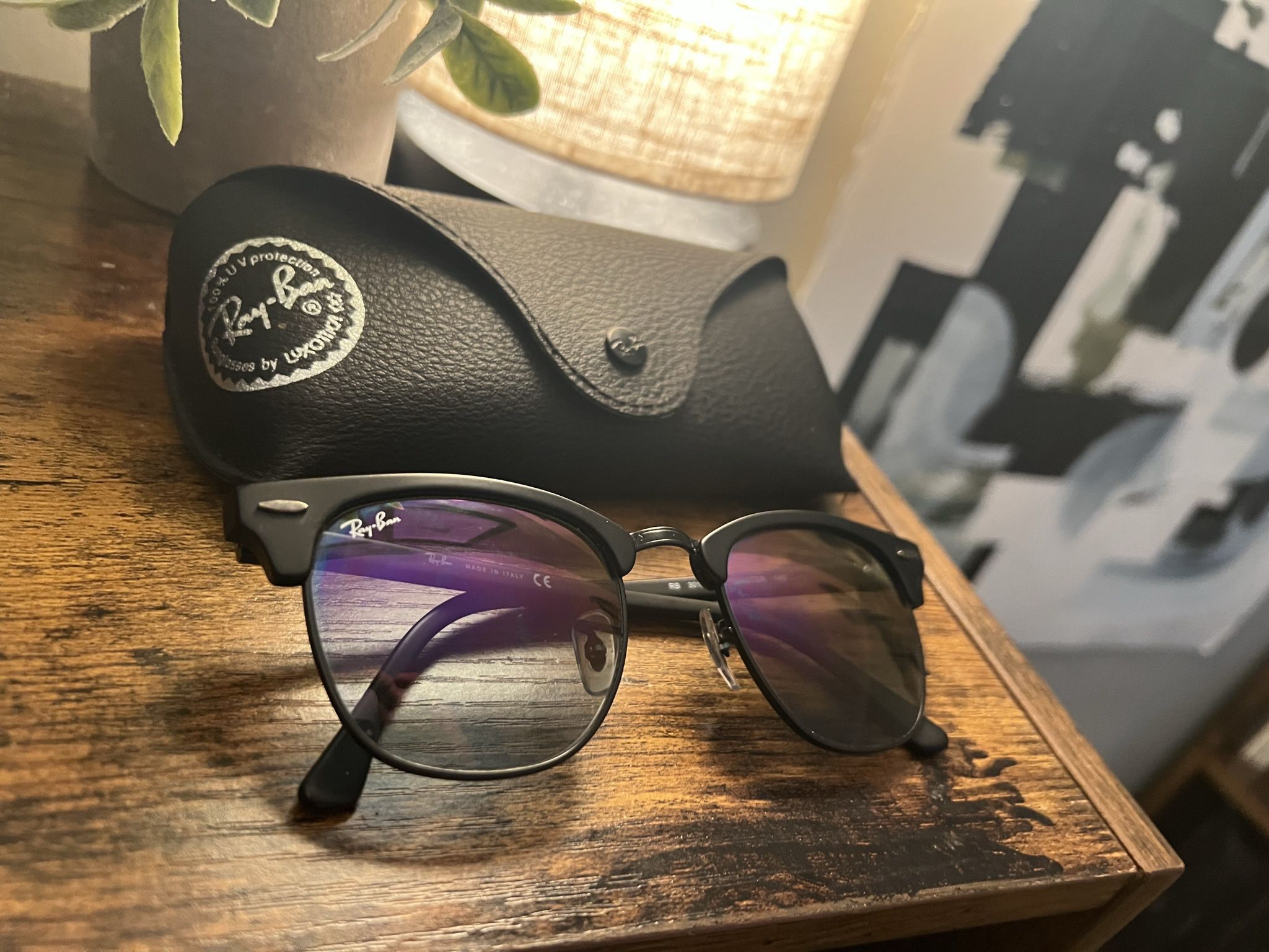 Custom Ray-Ban Clubmaster Sunglasses Matte Black 