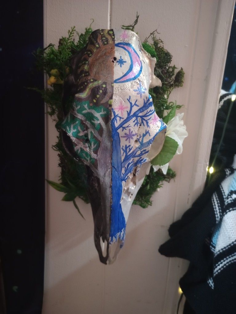 Hand Painted Doe Skull