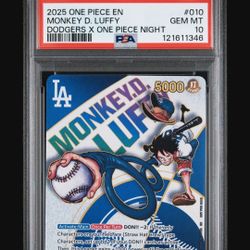 LUFFY ONE PIECE X DODGERS TCG PSA 10