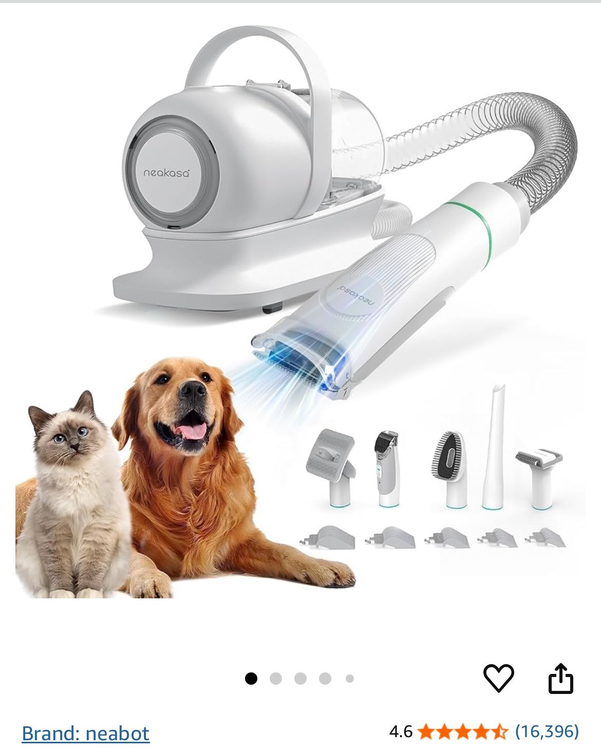 neabot Neakasa P1 Pro Pet Grooming Kit & Vacuum Suction 99% Pet Hair, Professional Clippers with 5 Proven Grooming Tools for Dogs Cats and Other Anima