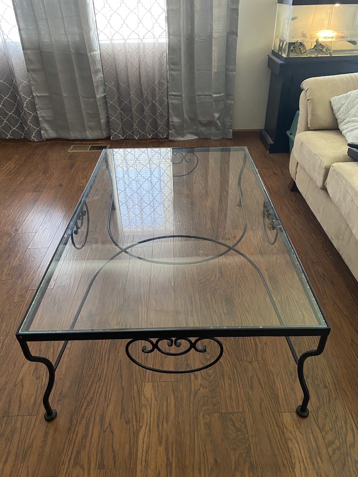 Glass Wrought Iron coffee table