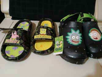 SpongeBob & Rick and Morty sliders and clogs size 9 $12 each