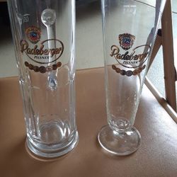 Vintage beer glass. Radeberger pilsner beer glasses.  Excellent condition.  