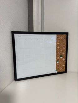 U Brands 16" x 20" Framed Dry Erase Calendar & Patterned Cork Board Combo