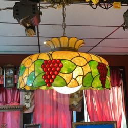 Salvaged Antique Stained Glass Chandelier