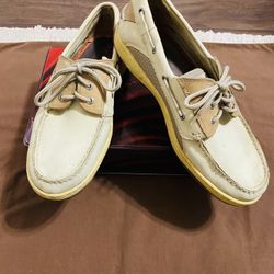 SPERRY TOP SIDER Billfish 3-Eye Boat Shoes Leather Elk Color Mesh Size 10.5M