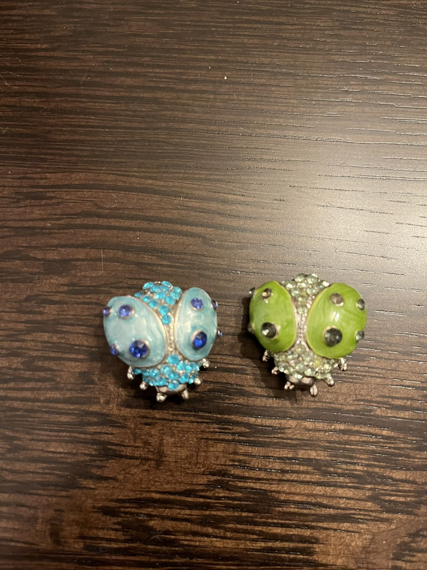 2 Vintage Colorful Bright Ladybug Pins Brooches Bugs Jewelry 