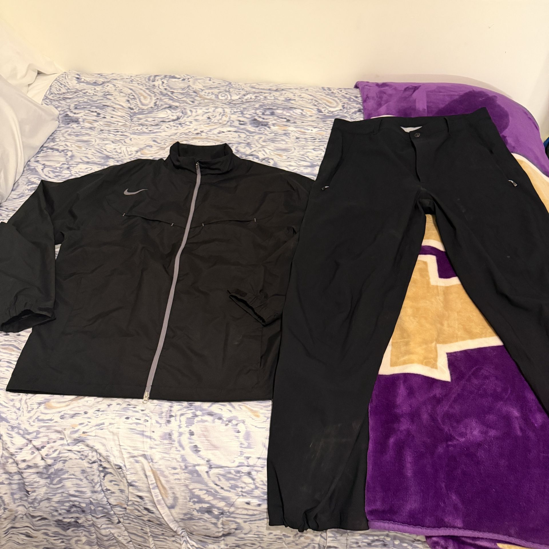 Nike Rain Suit Mens Large Black Stormfit Golf Waterproof