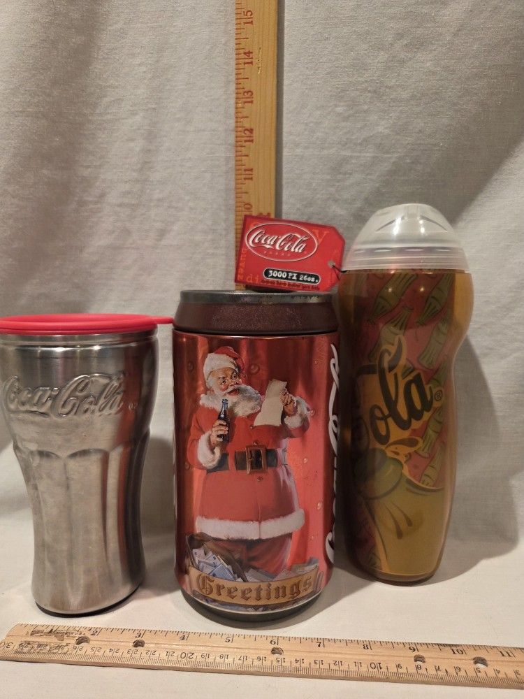 "Coca-Cola" Lot of 3 metal collectable Containers Vintage