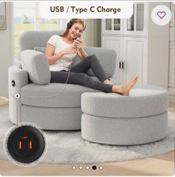 Swivel with ottoman storage