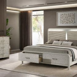 Tax Refund Sale 💥4PC Queen Bedroom Set w/LED Lights (Mattress not Included)