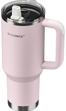 40oz Hygienic Tumbler, 100% Leakproof Lid & Removable Foldable Spout. Reinforced Base, Fits Cup Holders - Pink Sand