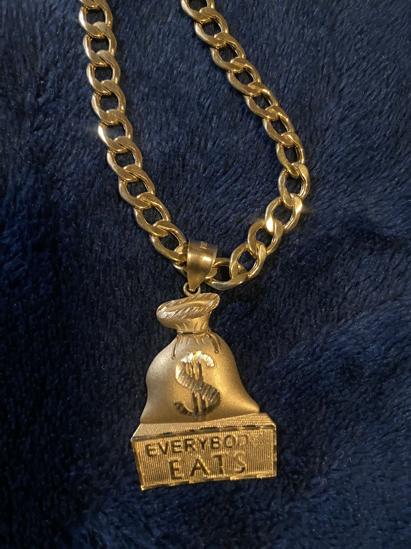 10 Kt Custom Pendant And Cuban Curb Necklace