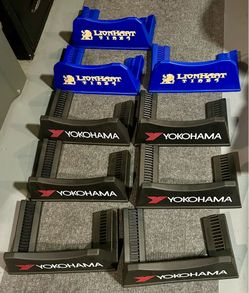 4 Adjustable Tire Display Stands / Cradles (Yokohama & Lionhart) + Extra