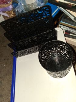 Black Metal Desk Organizer Set