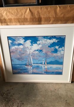 Sailboat print. 37 1/4 “ wide x 31 1/4” tall