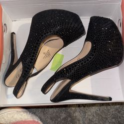 black shimmer heels