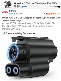 Unitek NACS to CCS1 Adapter for Tesla Supercharger