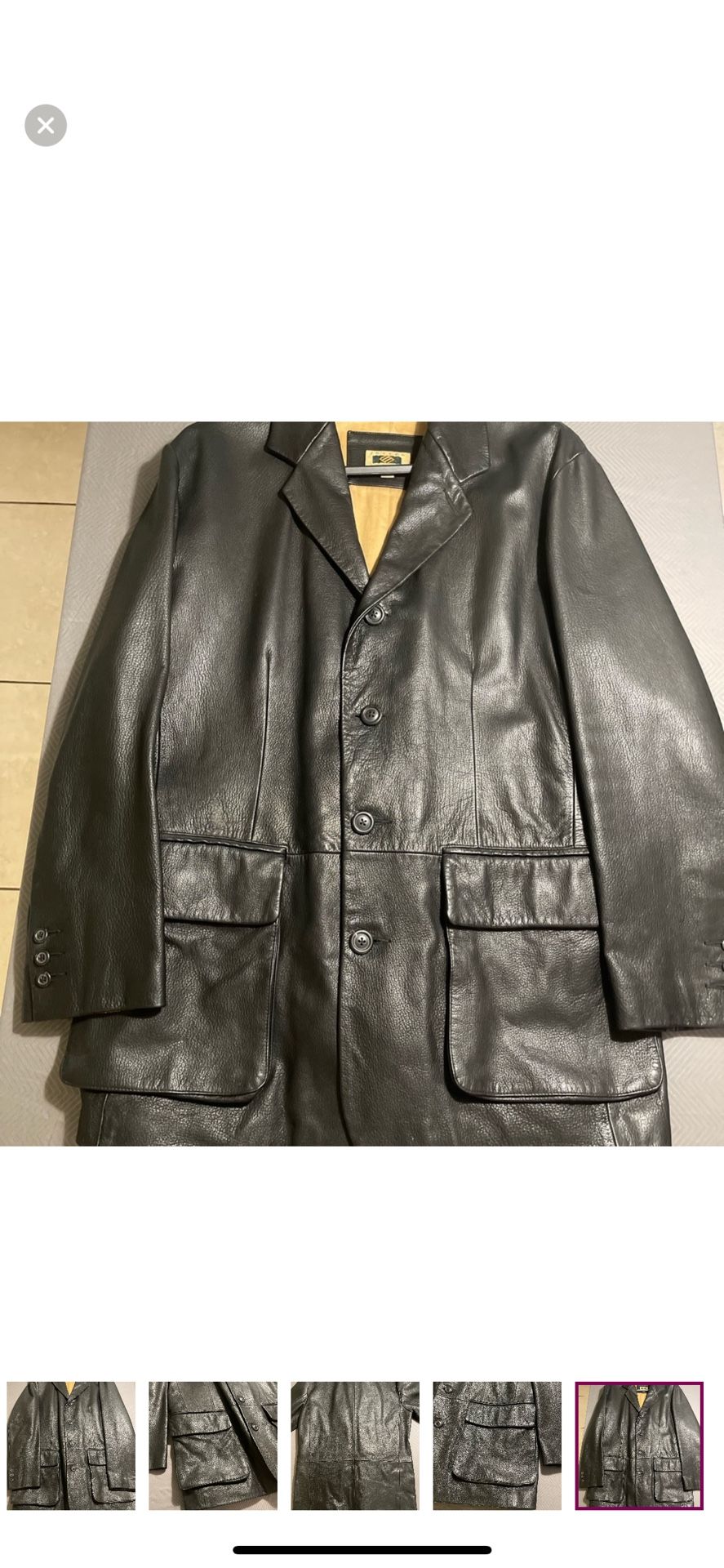Leather Trench Coat, Joseph Abboud Men’s size Large Like new!
