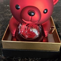 Rose Bear Jewelry Box， Preserved Rose Teddy Bear