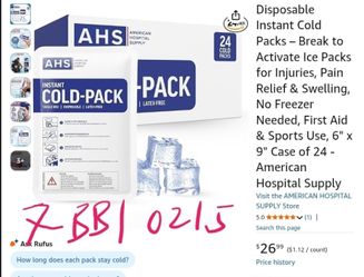 Disposable Instant Cold Packs – Break to Activate Ice Packs for Injuries, Pain Relief & Swelling, No Freezer Needed, First Aid & Sports Use, 6" x 9" C