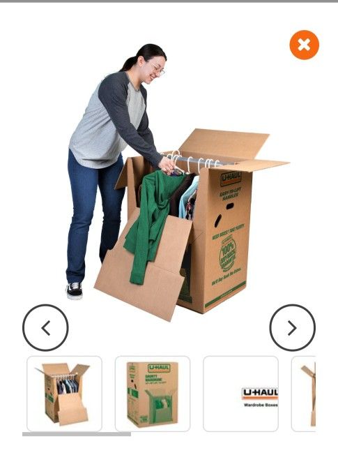 3 Shorty Uhaul Wardrobe Moving Boxes 24” x 20” x 34”