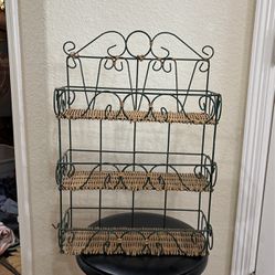 Decorative Rack, Wicker And Metal 