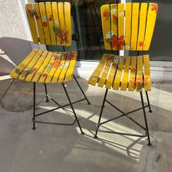 Vintage Wrought Iron Barstools 2 Each